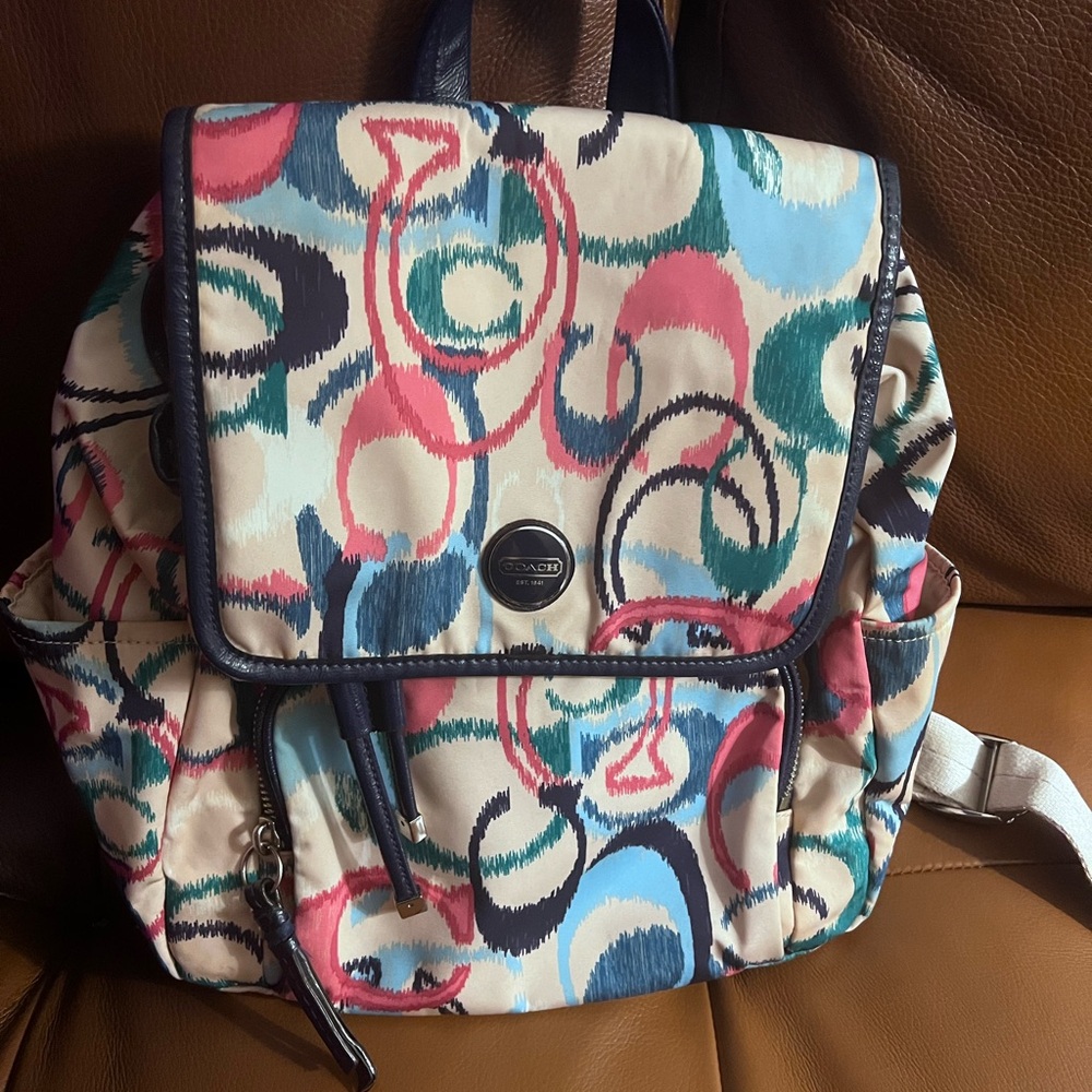Coach RARE Multicolor Pink Blue Backpack